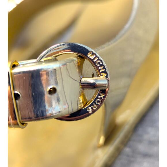 MICHAEL MICHAEL KORS Sandals- Gold, Thong, Heel Strap, Floral Jewel, Size 6 - Picture 7 of 8